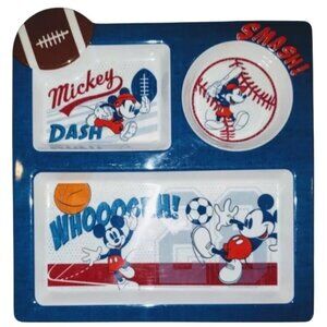 Mickey Mouse Toddler Kids Melamine Dinner Plate 3 Compartment Sports Non Slip